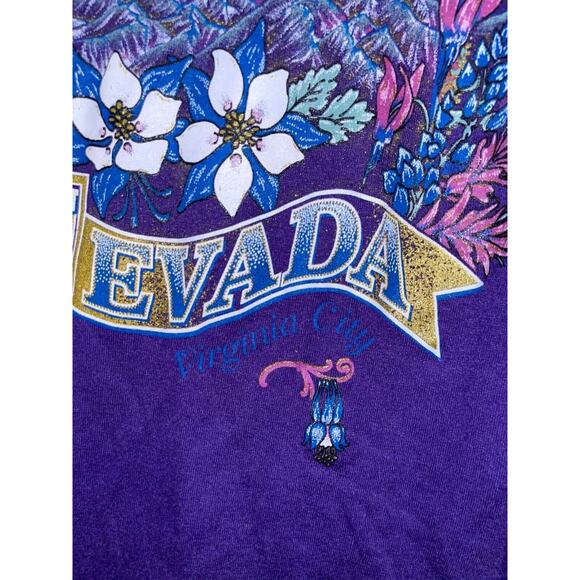 Vintage Nevada Virginia City Shirt Mountain Graphic Purple Tee VTG 90s Small - Picture 3 of 11